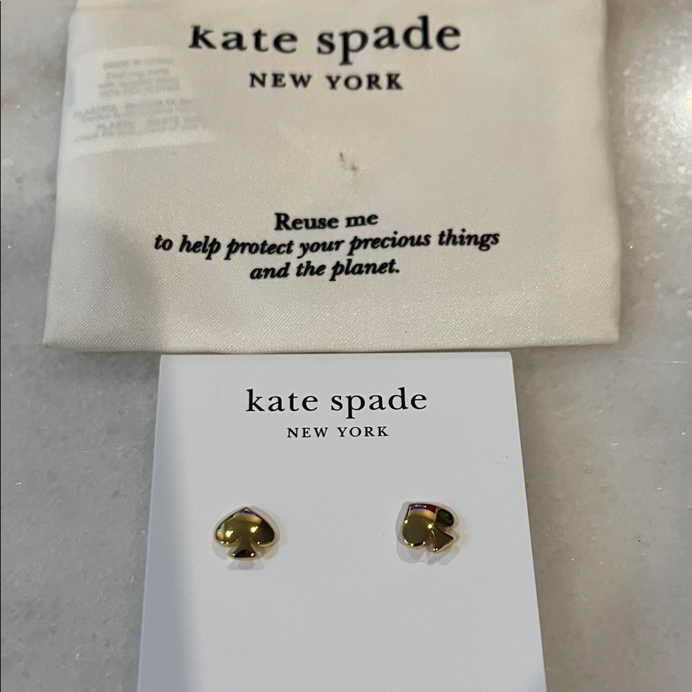 Kate Spade Gold SPADE ♠️ Stud Earrings BRAND NEW